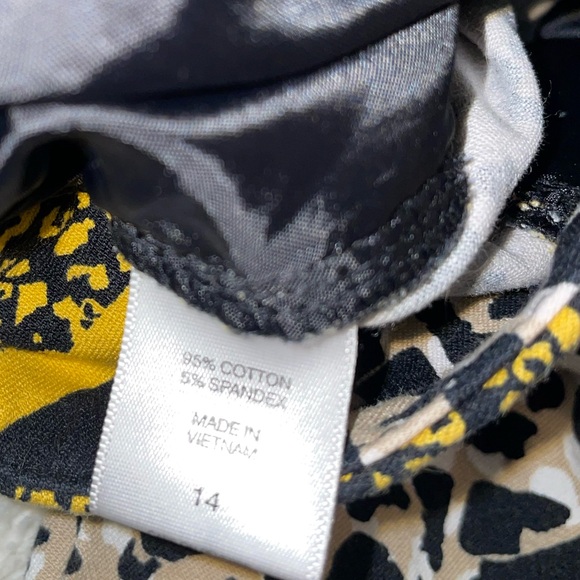 7th Avenue Slim Fit Yellow and Black Animal Print Ankle Pants - Picture 5 of 7